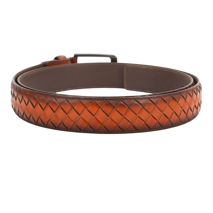 Casual Mat Leather Mens Belt-Tan