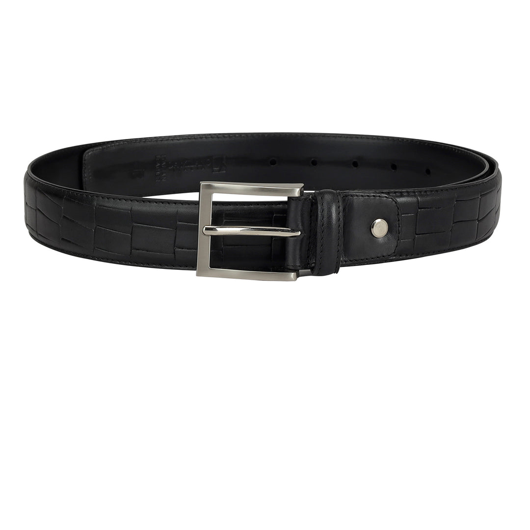 Casual Croco Leather Mens Belt - Black