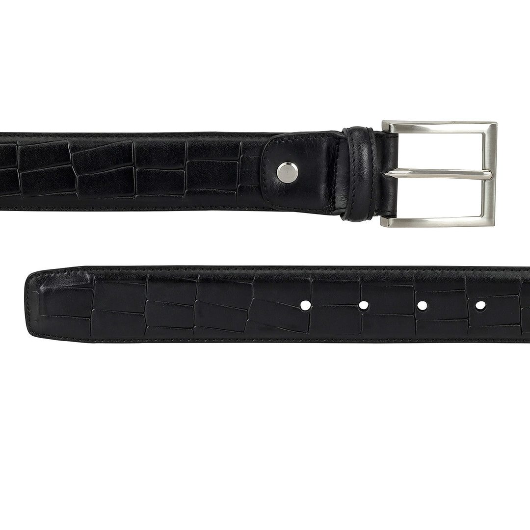 Casual Croco Leather Mens Belt - Black