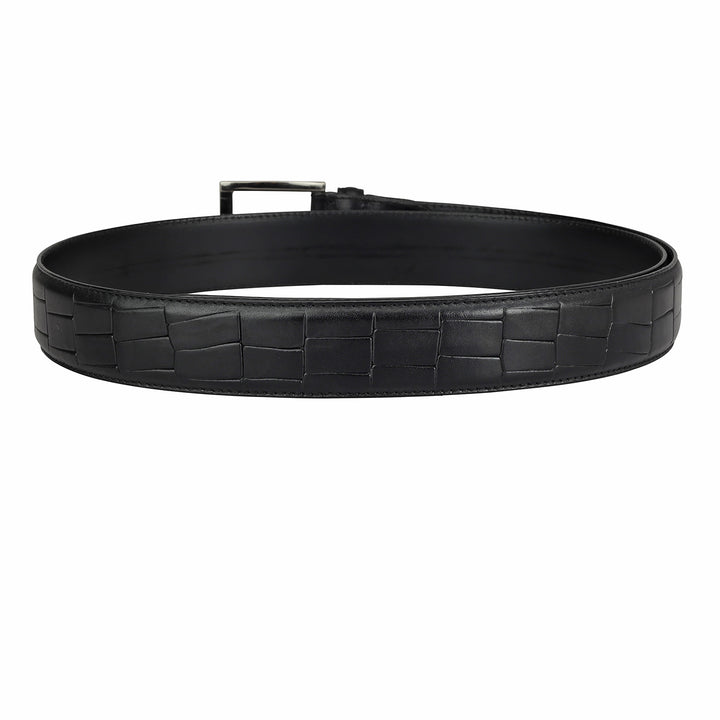 Casual Croco Leather Mens Belt - Black