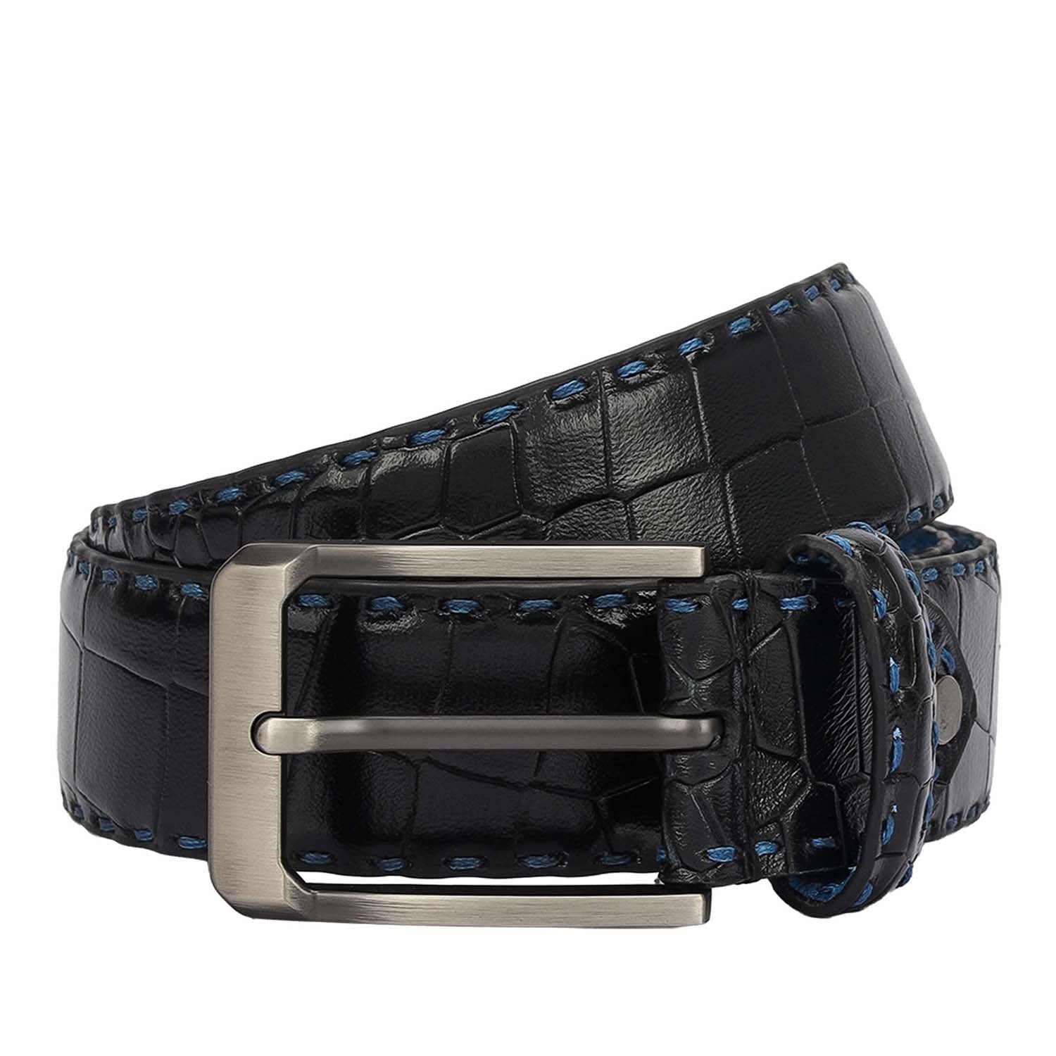 Casuals Croco Leather Mens Belt-Black – Da Milano