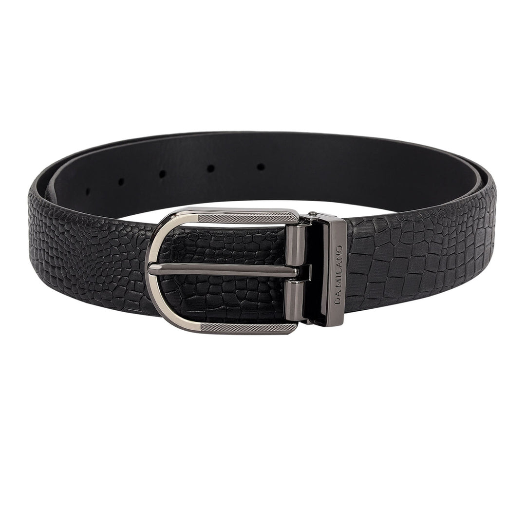 Casual Croco Leather Mens Belt - Navy