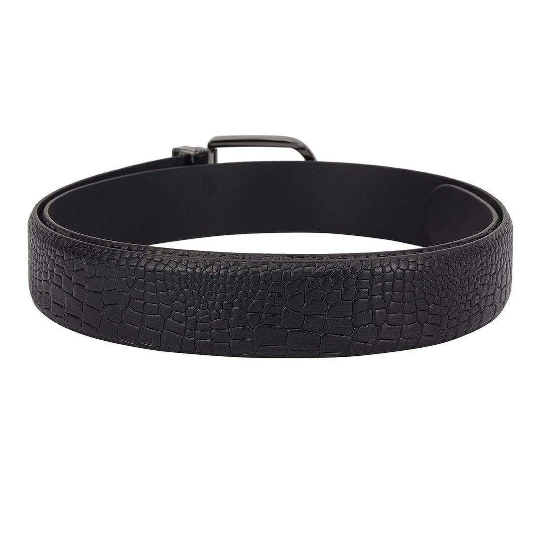 Casual Croco Leather Mens Belt - Navy