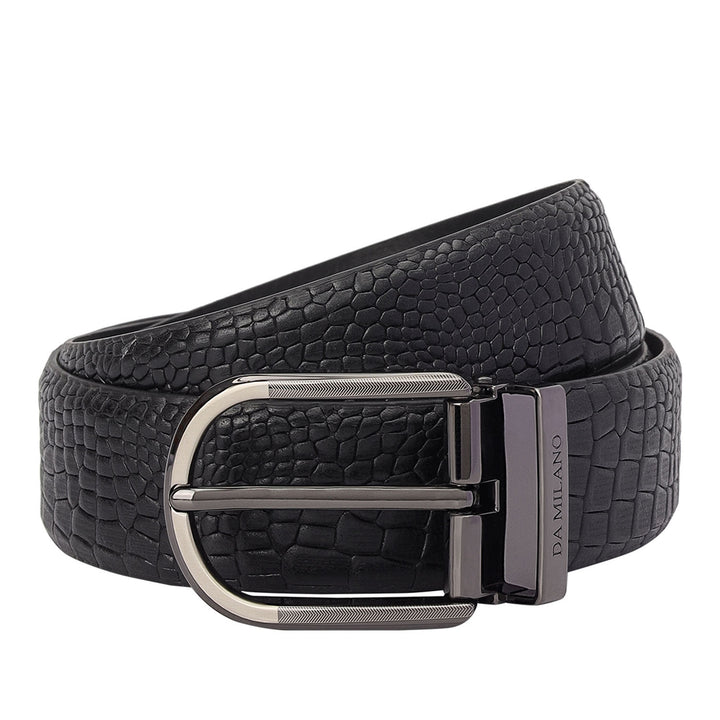 Casual Croco Leather Mens Belt - Navy