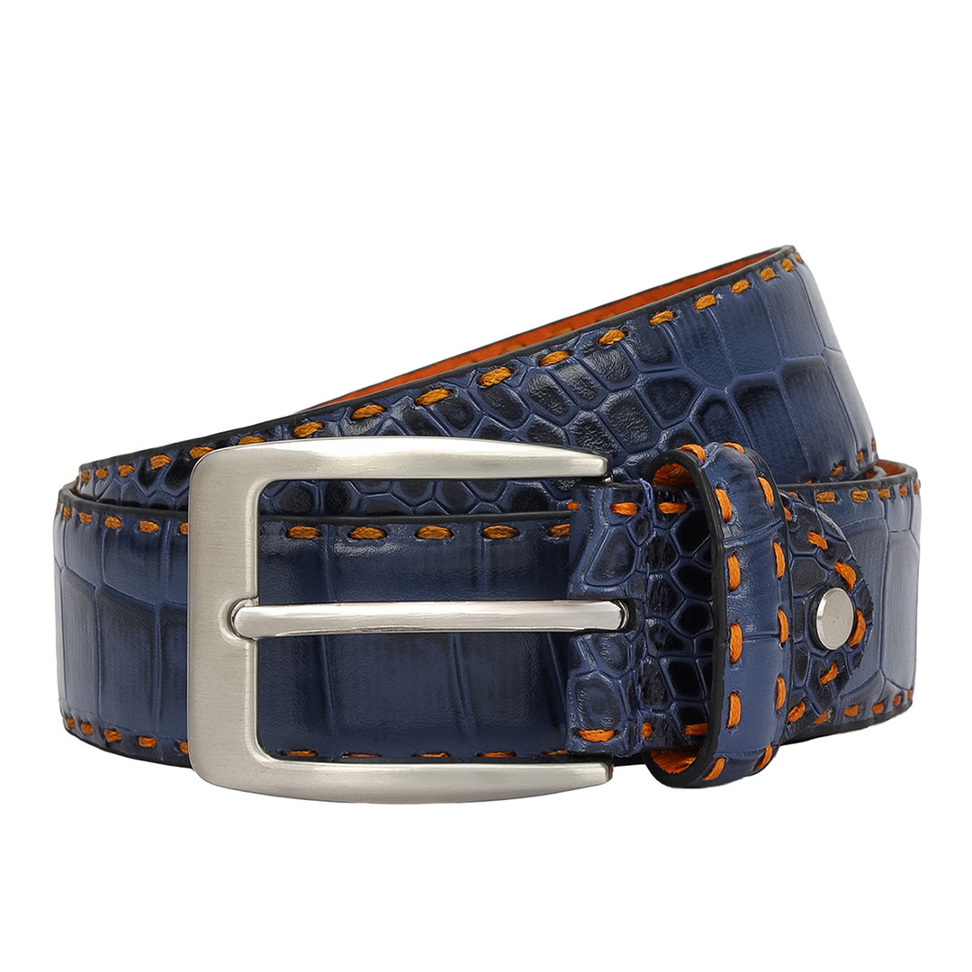 Casual Croco Leather Mens Belt-Stardust