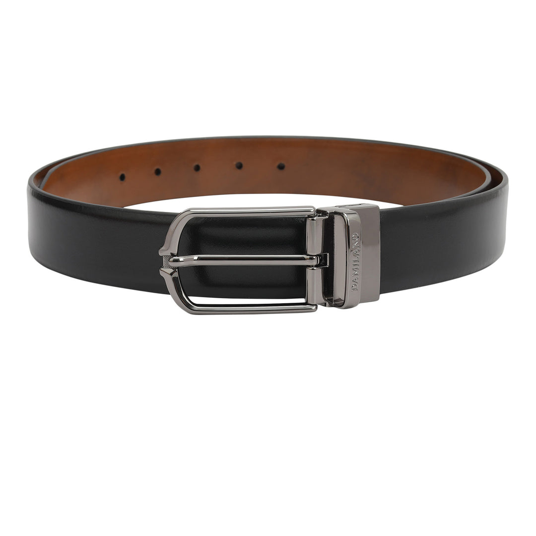 Formal Plain Leather Mens Belt - Black & Cognac