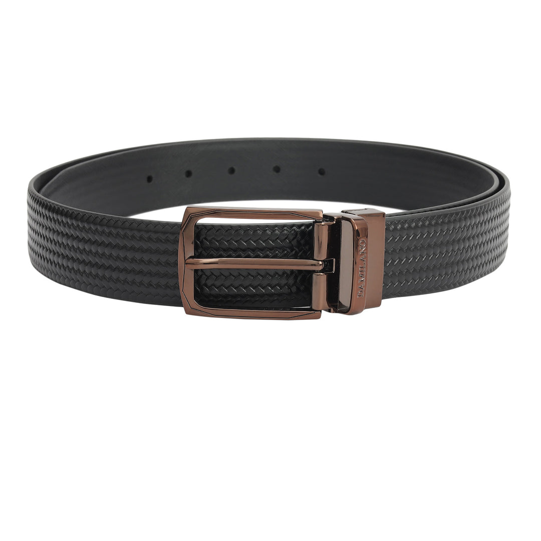 Semi Formal Mat Emboss Leather Mens Belt - Black