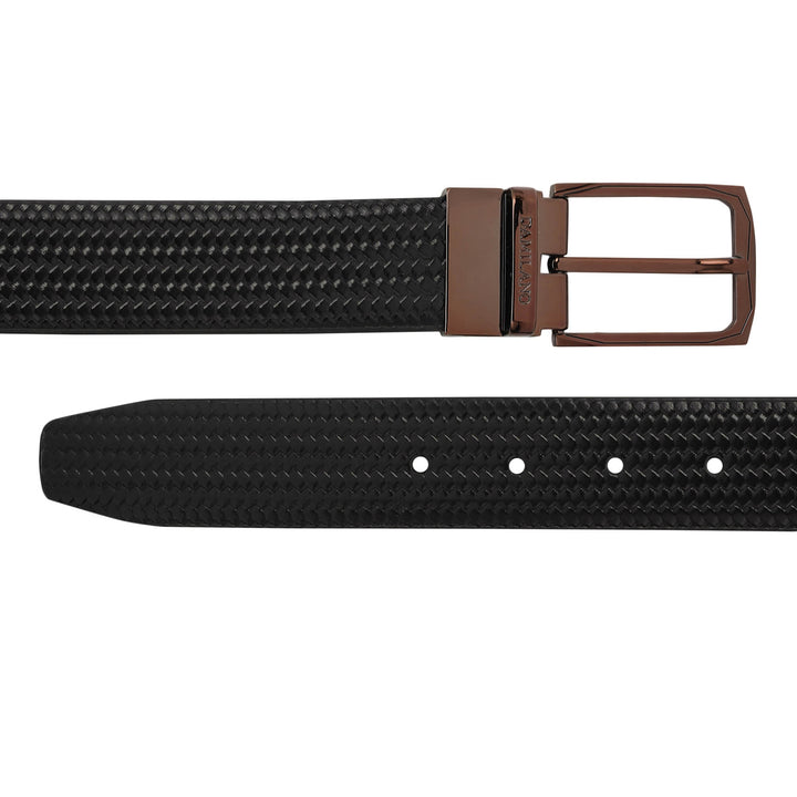 Semi Formal Mat Emboss Leather Mens Belt - Black
