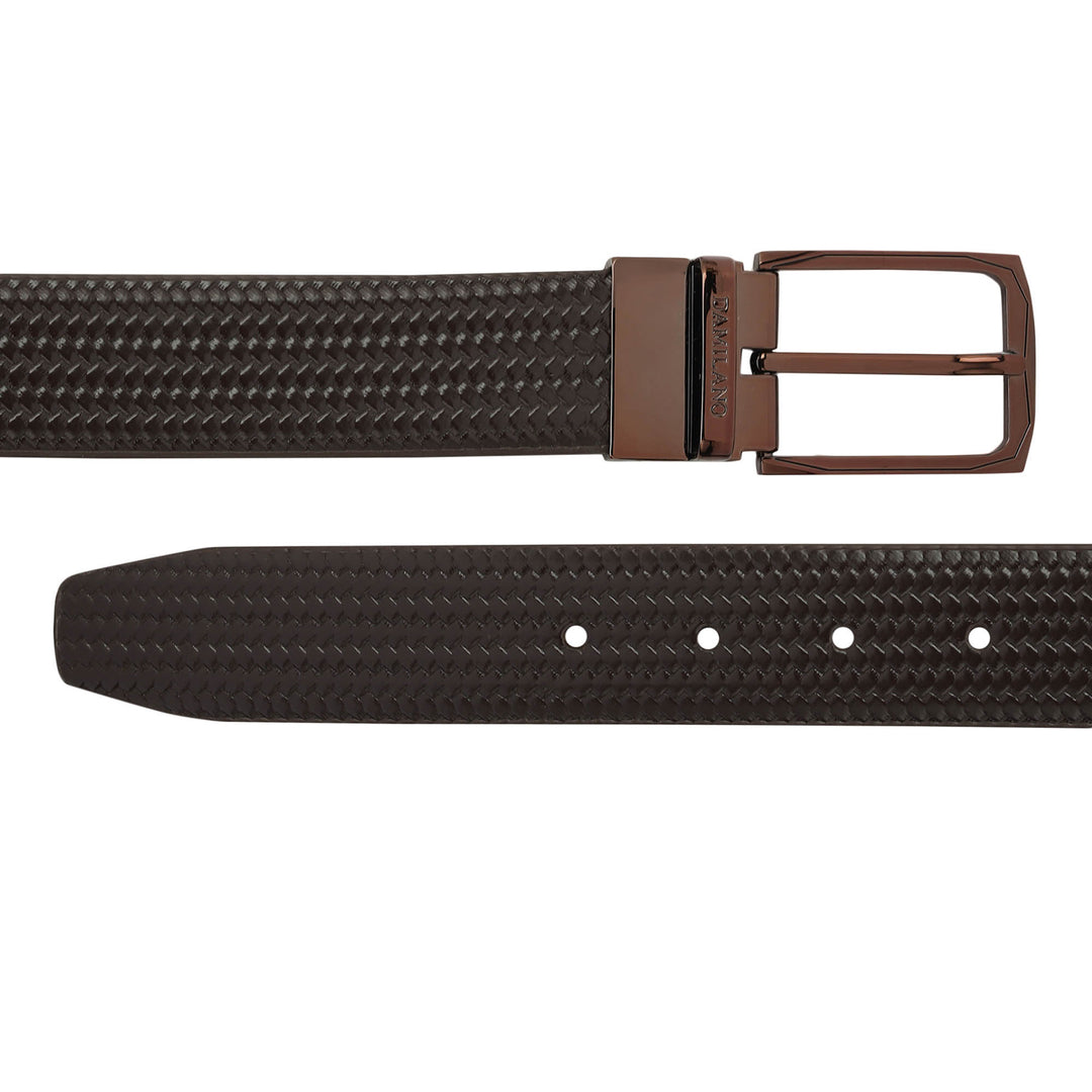 Semi Formal Mat Emboss Leather Mens Belt - Brown