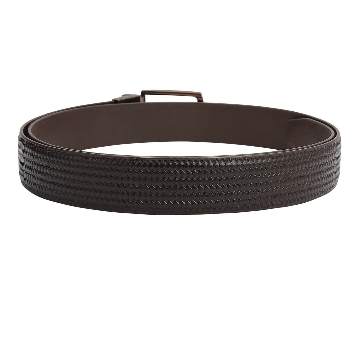 Semi Formal Mat Emboss Leather Mens Belt - Brown