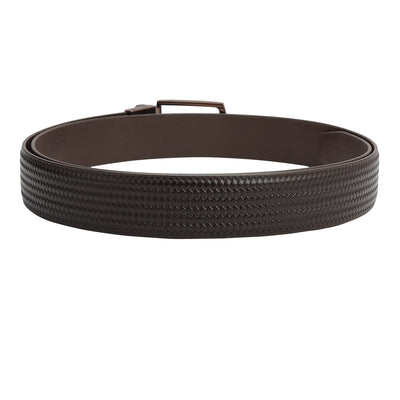 Semi Formal Mat Emboss Leather Mens Belt - Brown