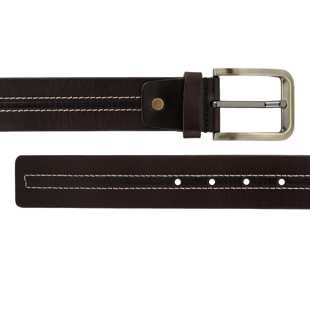 Formal Plain Leather Mens Belt - Brown