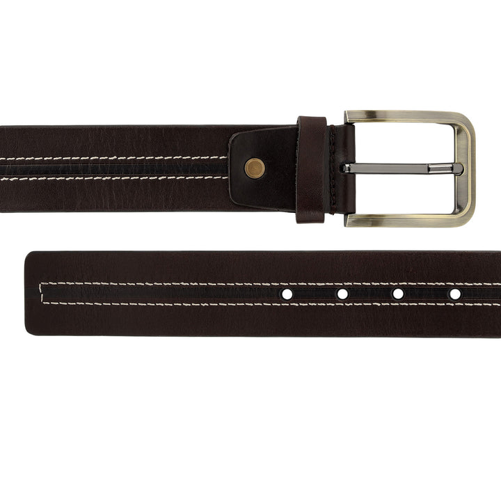 Formal Plain Leather Mens Belt - Brown
