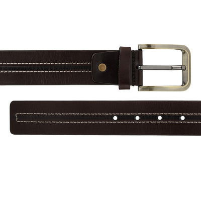 Formal Plain Leather Mens Belt - Brown