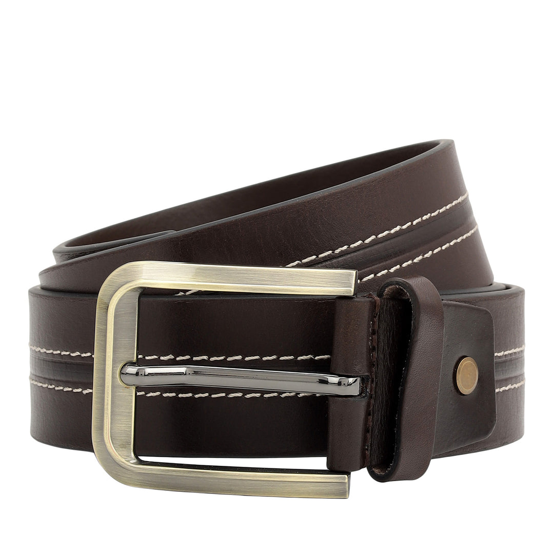 Formal Plain Leather Mens Belt - Brown