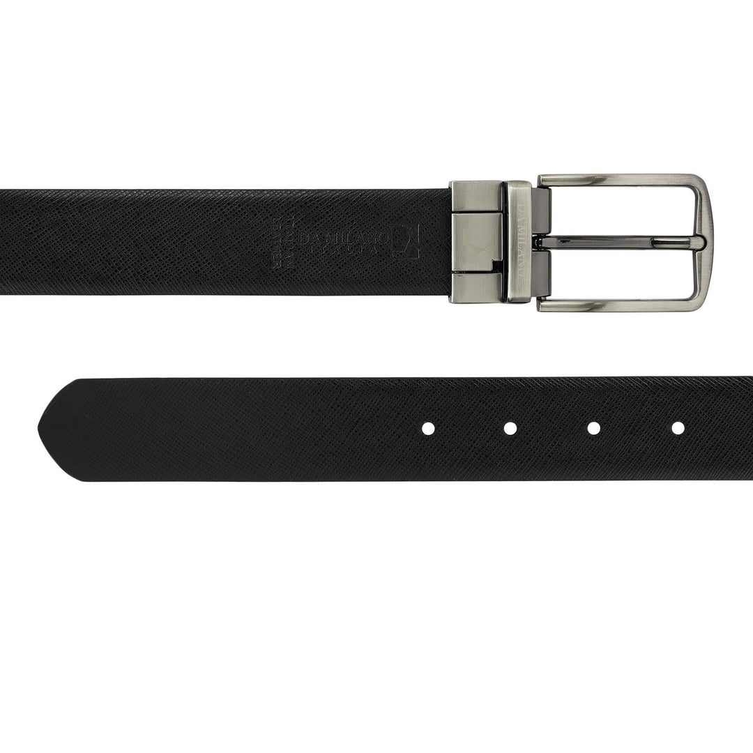 Formal Saffiano Leather Mens Belt - Grey & Black