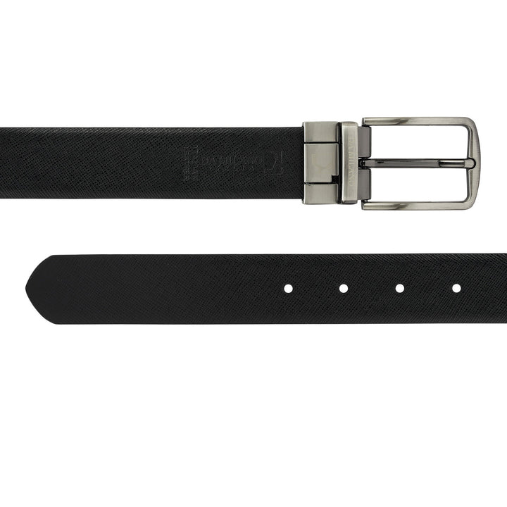 Formal Saffiano Leather Mens Belt - Grey & Black