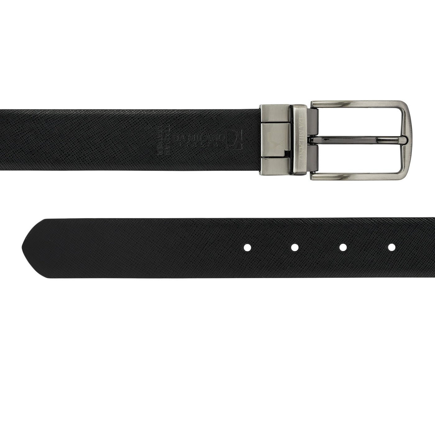 Formal Saffiano Leather Mens Belt - Grey & Black