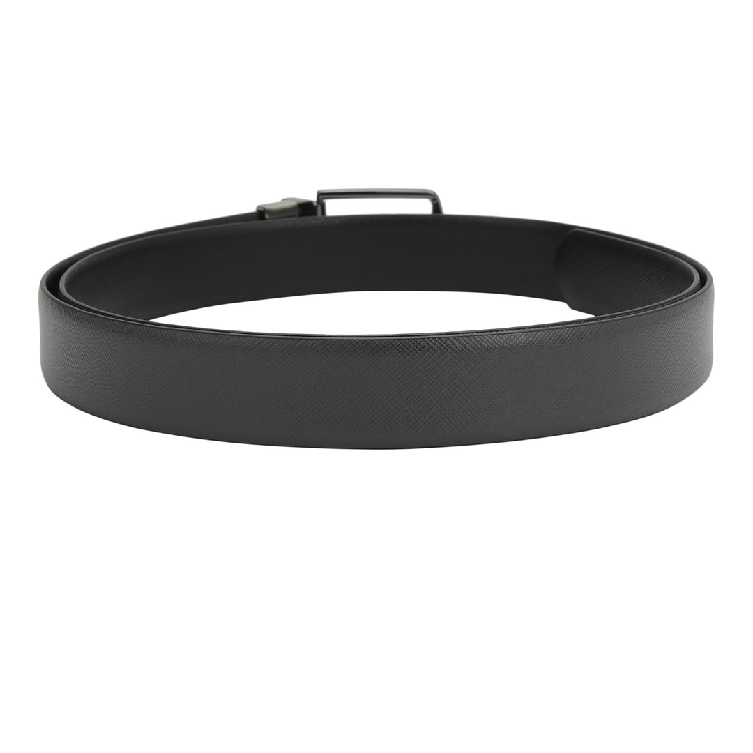 Formal Saffiano Leather Mens Belt - Grey & Black