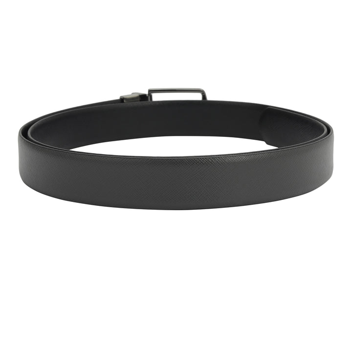 Formal Saffiano Leather Mens Belt - Grey & Black