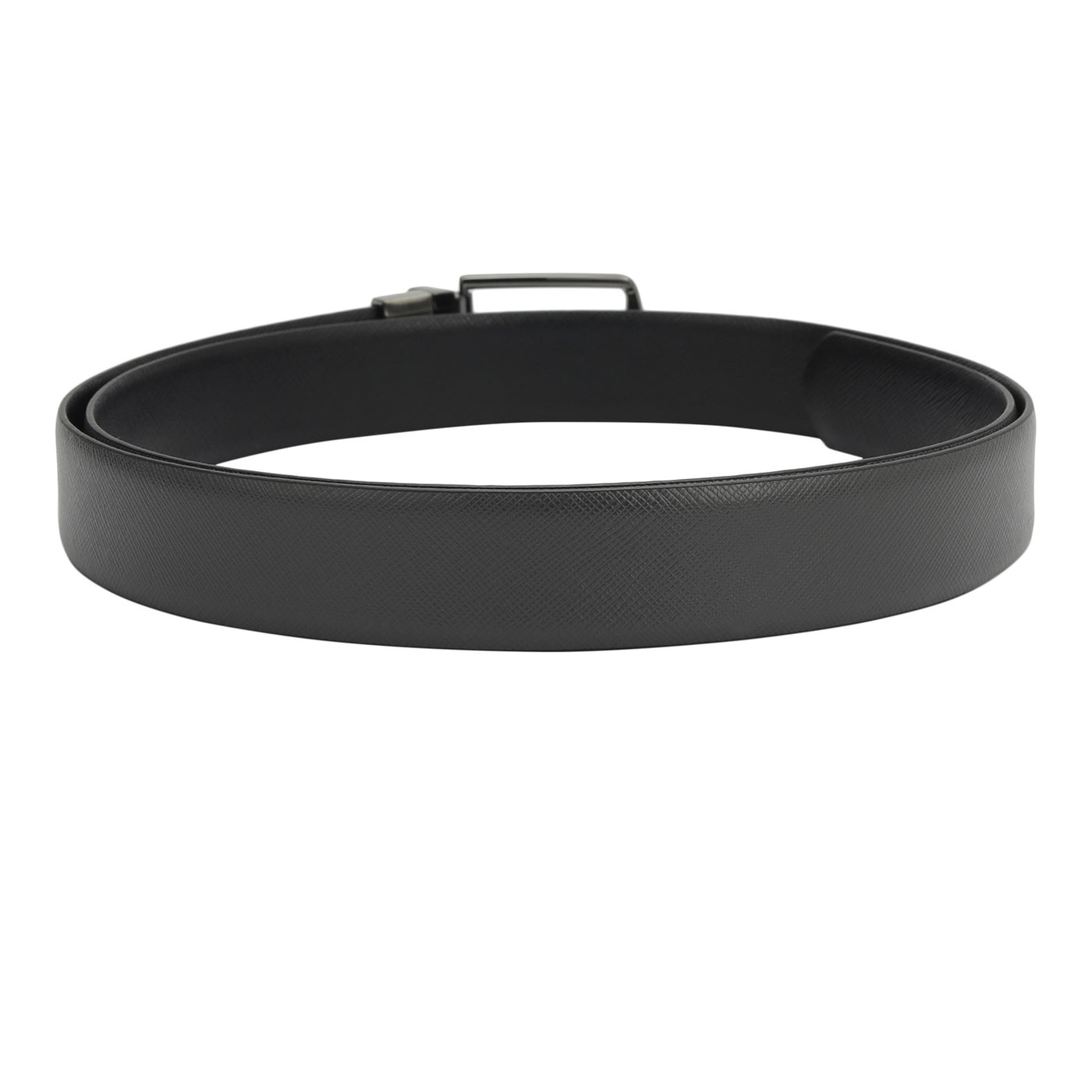 Formal Saffiano Leather Mens Belt - Grey & Black
