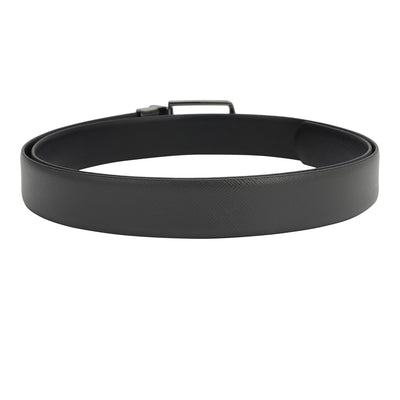 Formal Saffiano Leather Mens Belt - Grey & Black