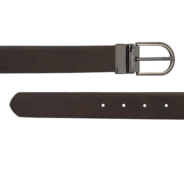 Formal Saffiano Leather Mens Belt - Brown & Black