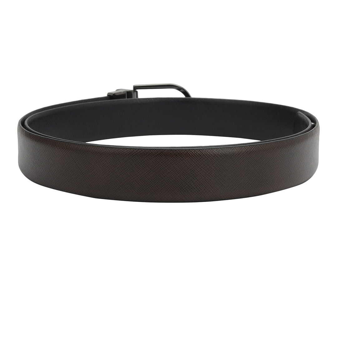 Formal Saffiano Leather Mens Belt - Brown & Black