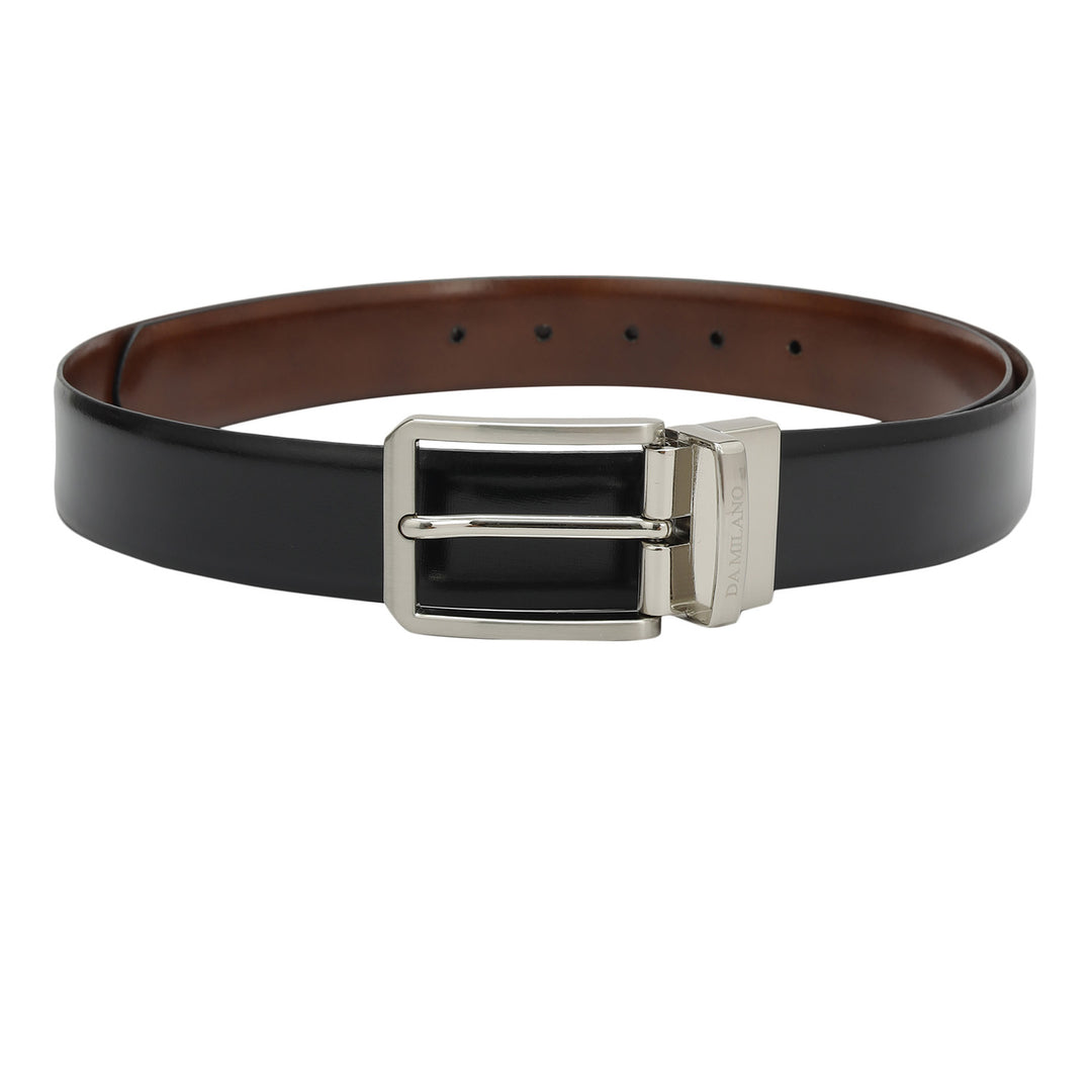 Formal Plain Leather Mens Belt - Black & Cognac