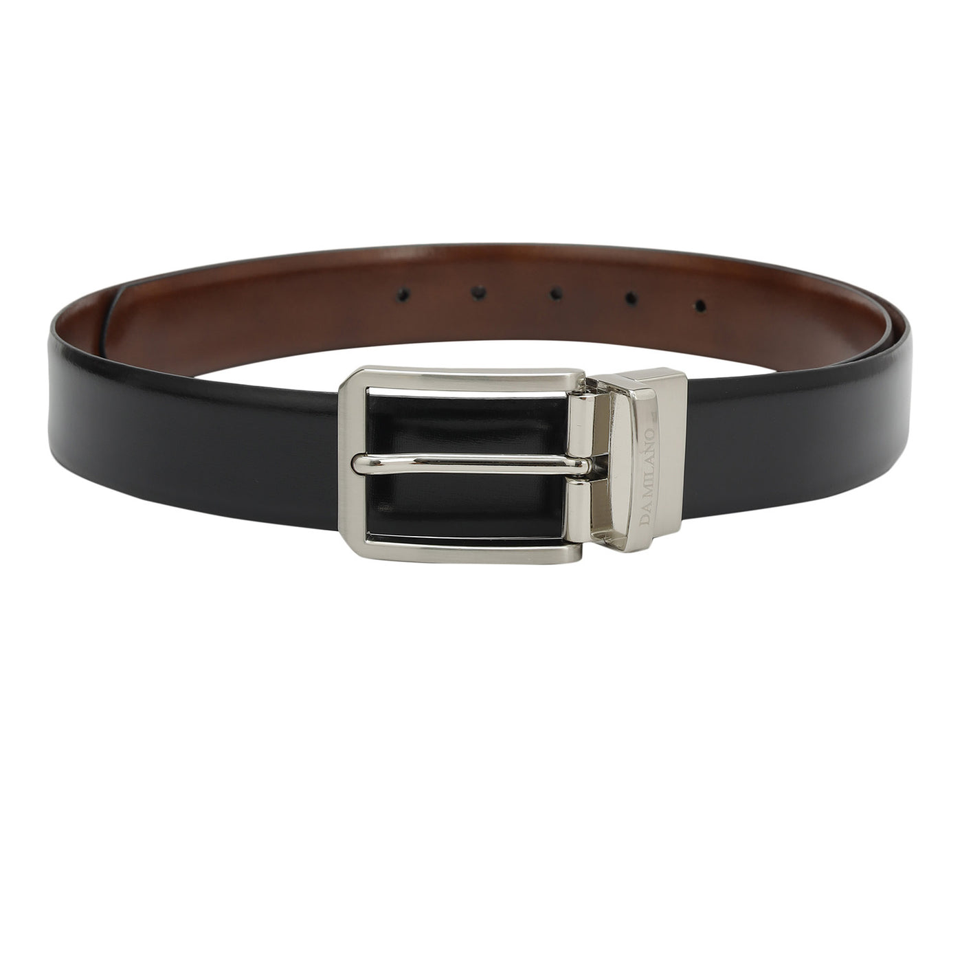 Formal Plain Leather Mens Belt - Black & Cognac
