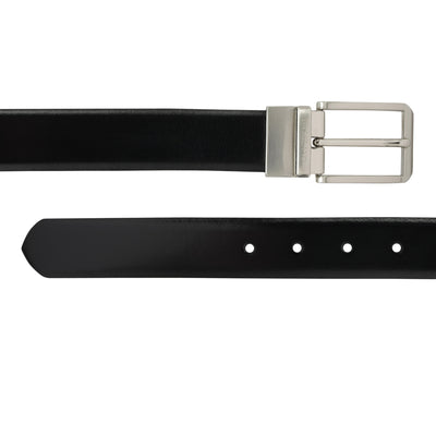 Formal Plain Leather Mens Belt - Black & Cognac