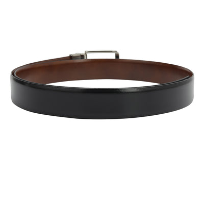 Formal Plain Leather Mens Belt - Black & Cognac