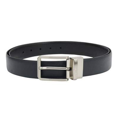 Formal Saffiano Leather Mens Belt - Navy & Black