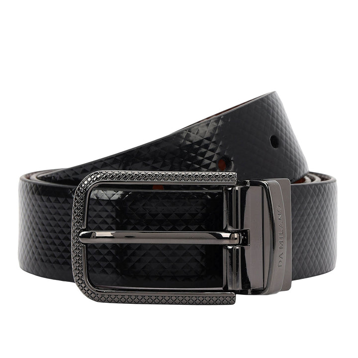 Formal Mat-Emboss Leather Mens Belt-Black