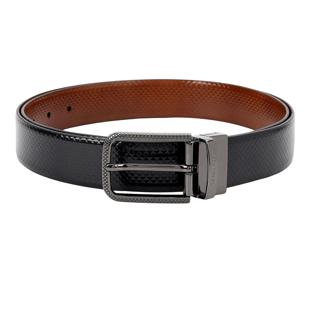 Formal Mat-Emboss Leather Mens Belt-Black
