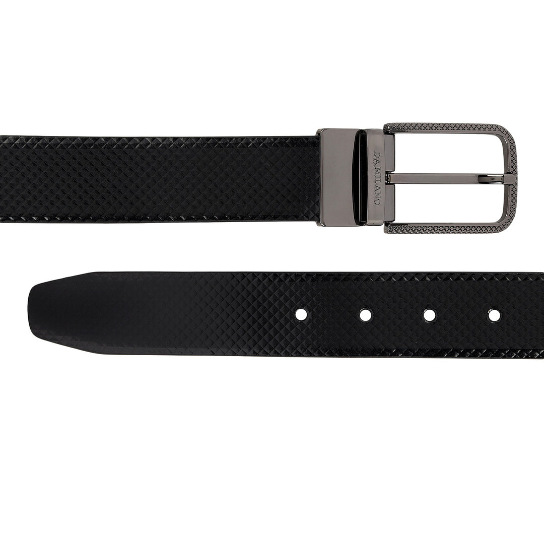 Formal Mat-Emboss Leather Mens Belt-Black