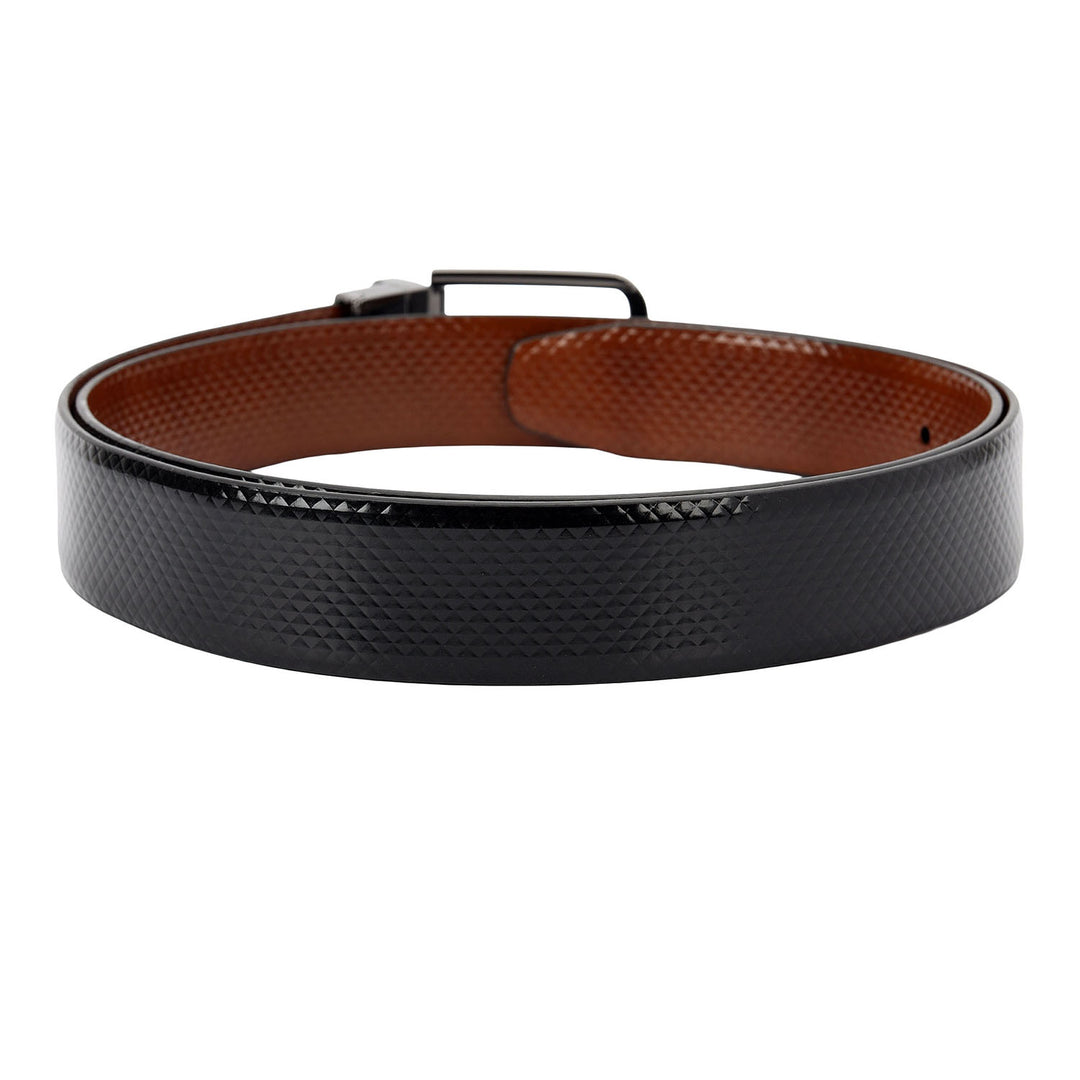 Formal Mat-Emboss Leather Mens Belt-Black