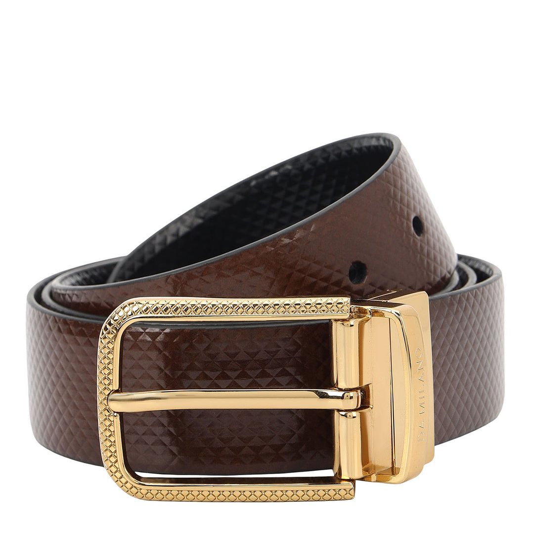 Formal Mat-Emboss Leather Mens Belt-Brown