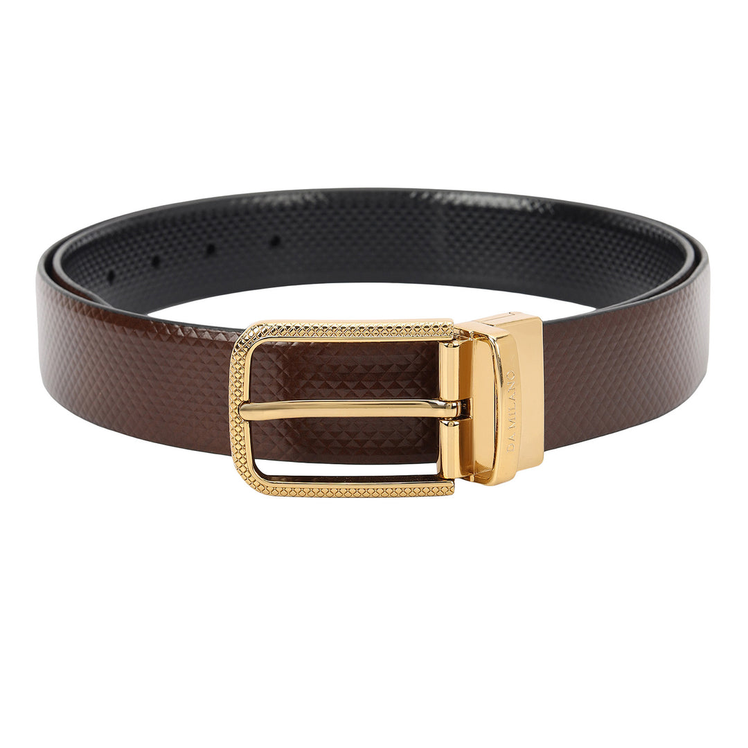 Formal Mat-Emboss Leather Mens Belt-Brown