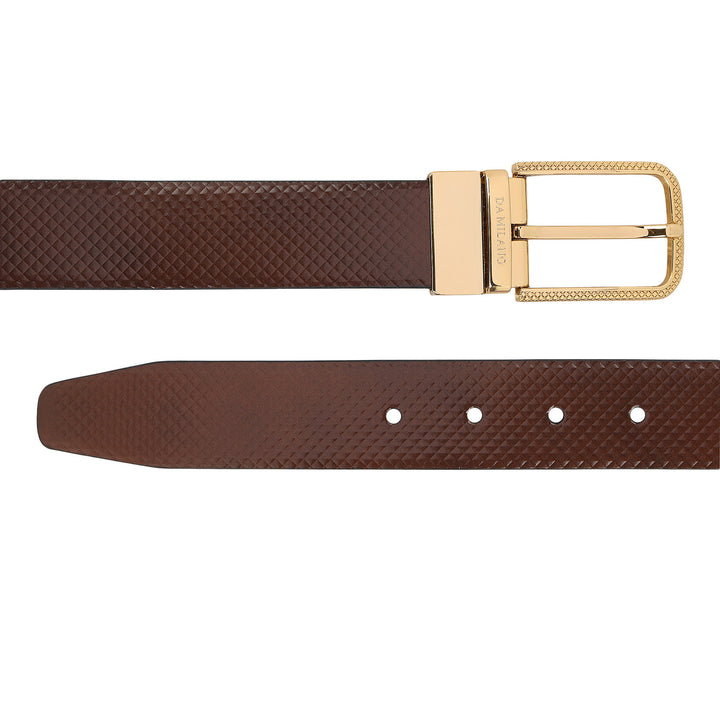 Formal Mat-Emboss Leather Mens Belt-Brown