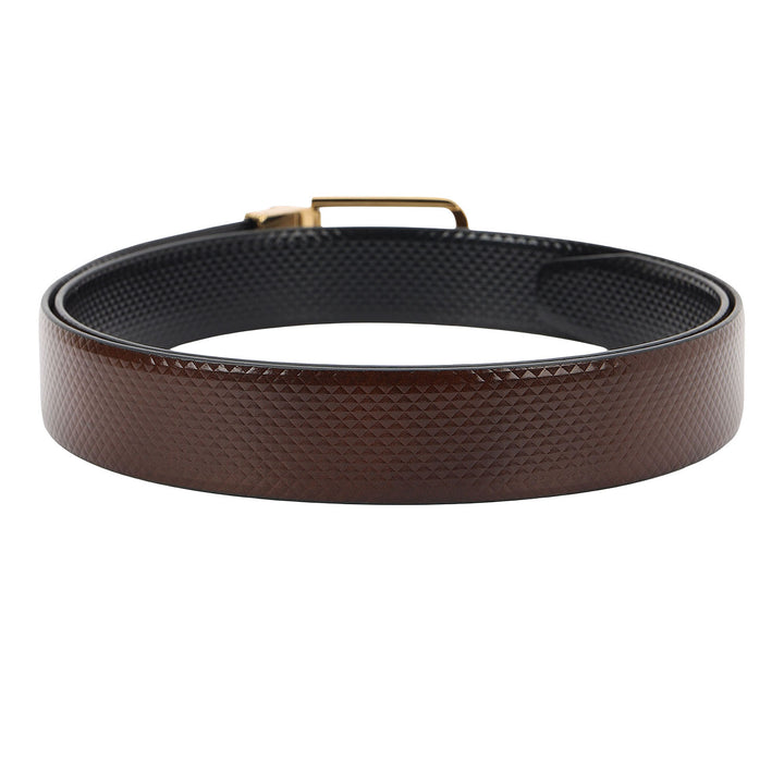 Formal Mat-Emboss Leather Mens Belt-Brown