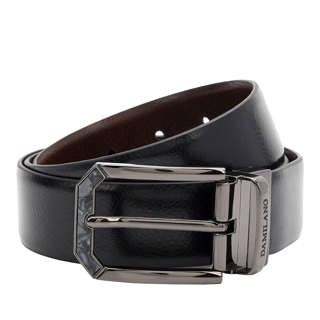 Formal Pebble Leather Men's Belt-Black & Brown