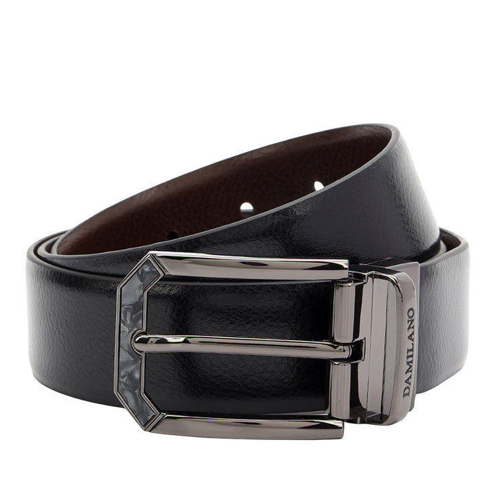 Formal Pebble Leather Men's Belt-Black & Brown