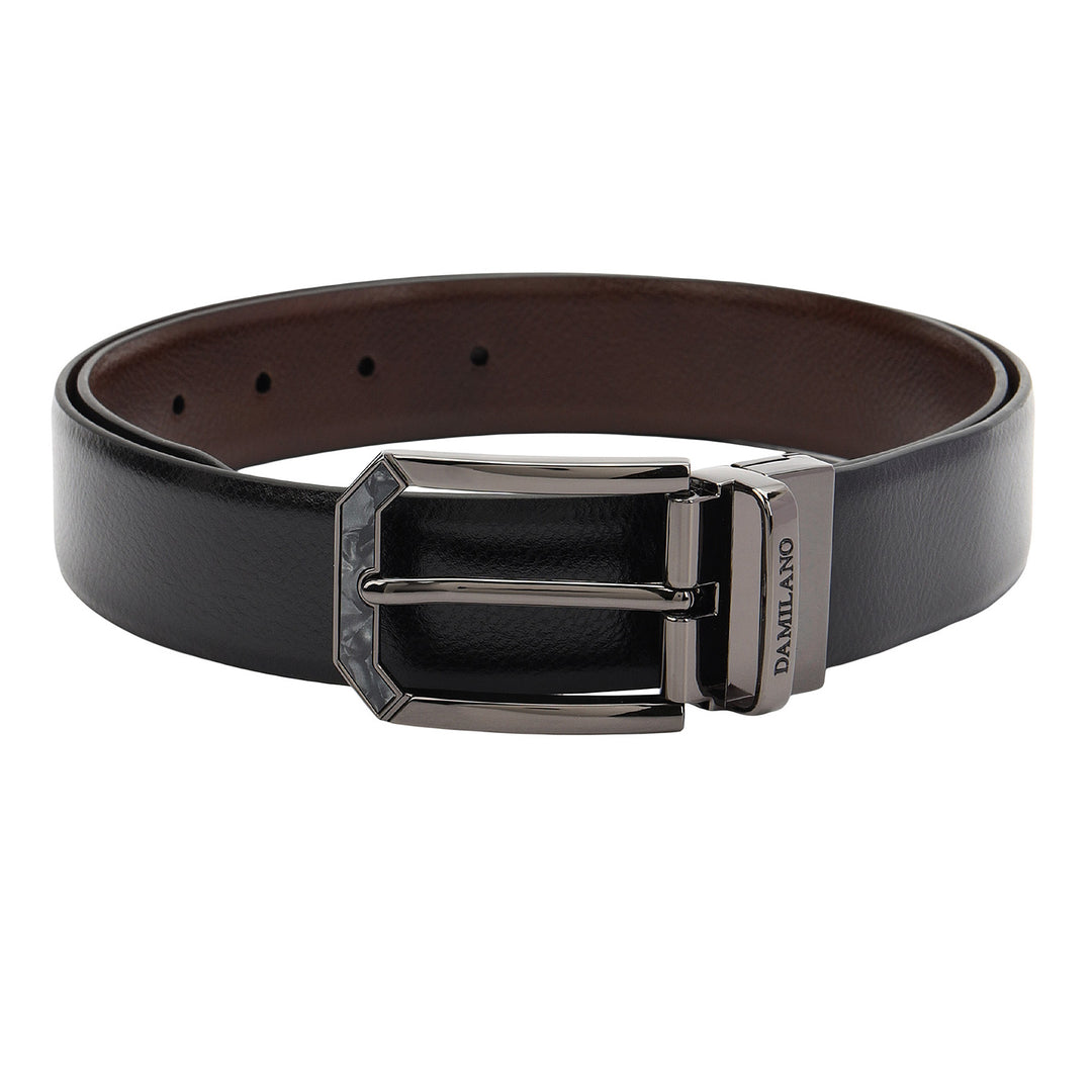 Formal Pebble Leather Men's Belt-Black & Brown