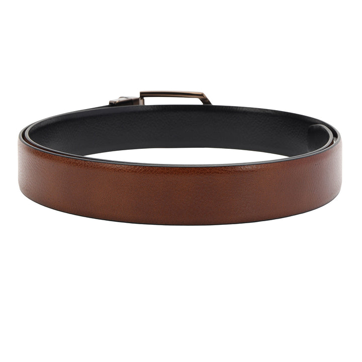 Formal Pebble Leather Men's Belt- Cognac & Black