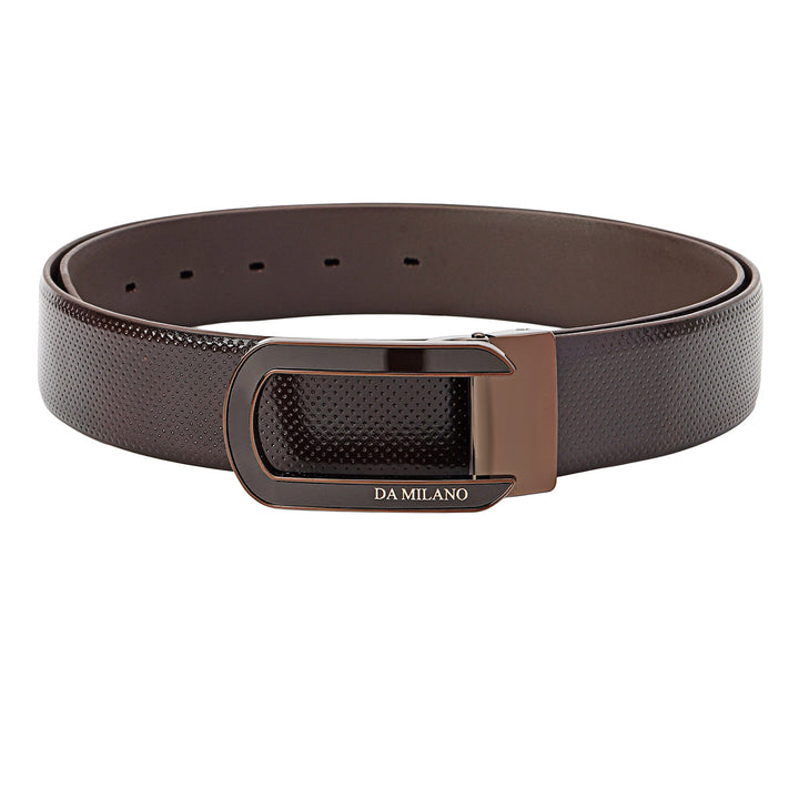 Formal Punch Leather Mens Belt-Brown