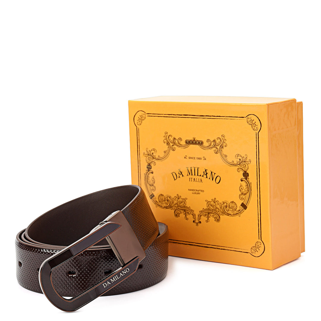 Formal Punch Leather Mens Belt-Brown