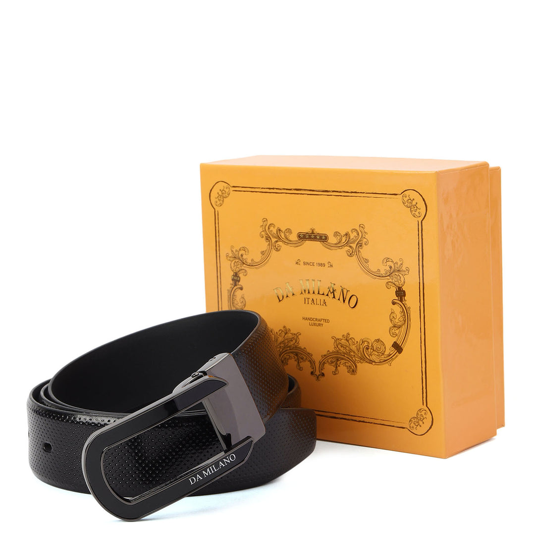 Formal Punch Leather Mens Belt-Black