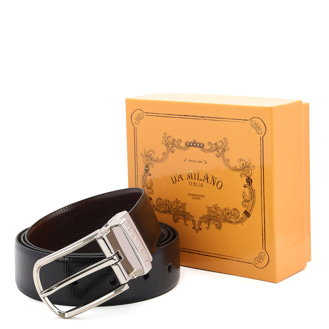 Formal Saffiano Leather Men's Belt- Brown & Black