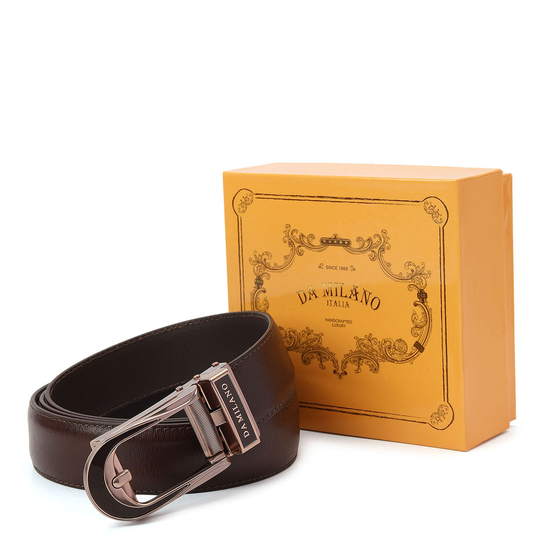Formal Aztec Leather Mens Belt-Brown